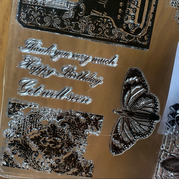 Cling Stamps Vintage Ephemera Designs Typewriter, Script, Butterfly, Sentiments - Picture 2 of 6